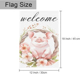 Gkyygk Welcome Garden Flag Pig Pink Flowers 12x18 Inch Banners Vertical Double Sided Small Yard Flag Burlap Farmhouse Outdoor Lawn Patio Decor