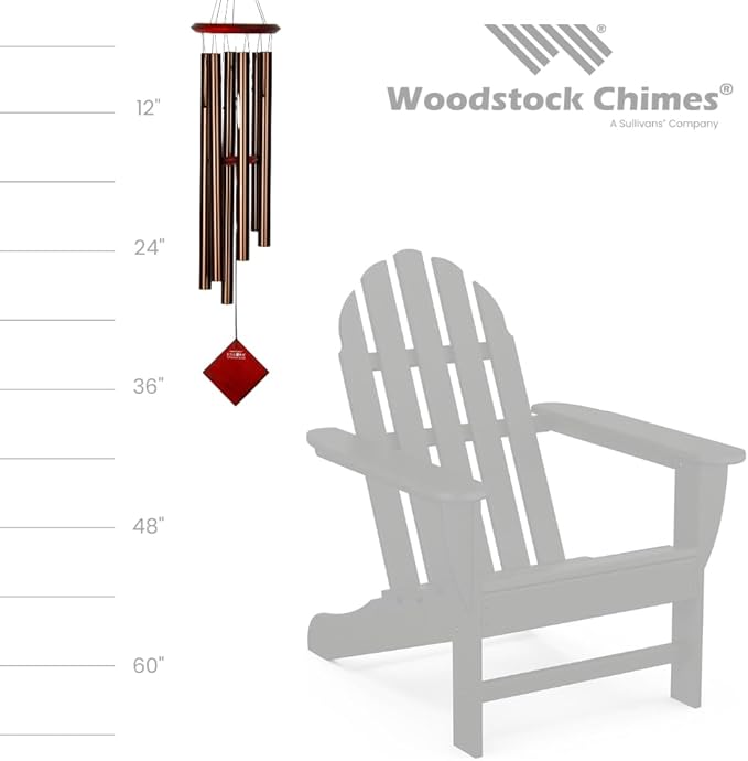 Woodstock Wind Chimes of Pluto Wind Chimes for Outside, 37" Bronze Medium Tone Wind Chime Décor for Outdoor Garden, Patio, Porch, Encore Collection
