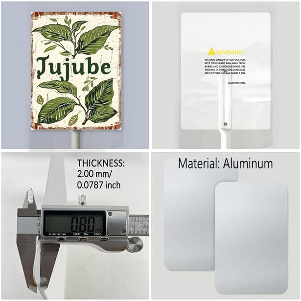 Uptell Vintage Aluminum Jujube Fruit Signs Yard Sign with Stake for Garden Fruit Garden Label Stakes Plant Markers for Outdoor Plants Waterproof 7x8.8 inch