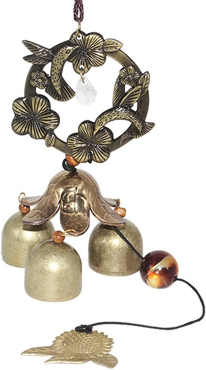 Hooshing Wreath Wind Chimes Metal Garden Bells Hummingbird WindChimes for Lucky Outdoor Garden Patio Hanging Decor Gift for Mother