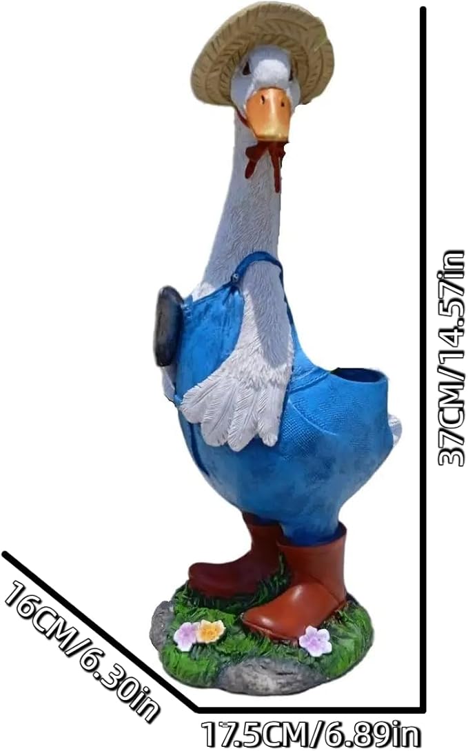 Duck Garden Statue Planter - Duck Succulent Flowerpot, Resin Animal Figurine for Indoor Outdoor Patio, Balcony, Office Desk Decor & Housewarming Gifts