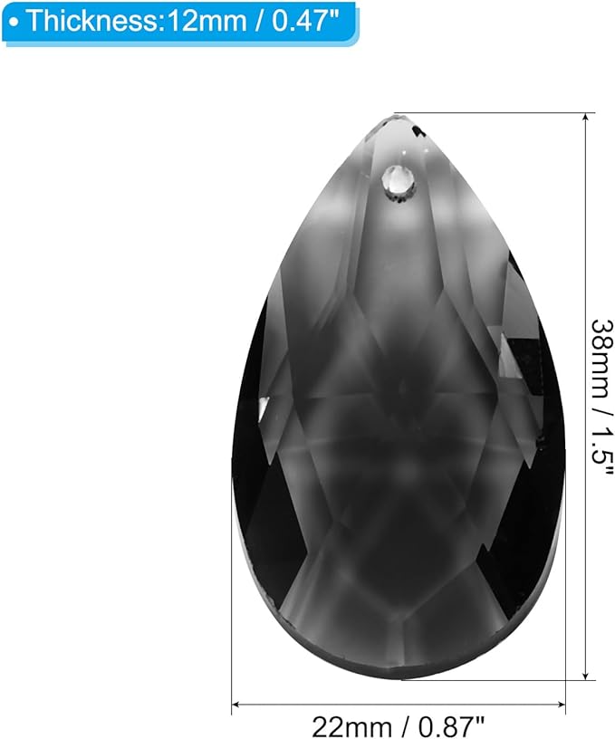 PATIKIL K9 Crystal Pendants Teardrop Beads, 10 Pack 38mm Chandelier Prisms Parts Hanging Beads DIY Lamp for Arts Crafts Decoration, Light Black