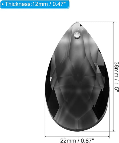 PATIKIL K9 Crystal Pendants Teardrop Beads, 10 Pack 38mm Chandelier Prisms Parts Hanging Beads DIY Lamp for Arts Crafts Decoration, Light Black