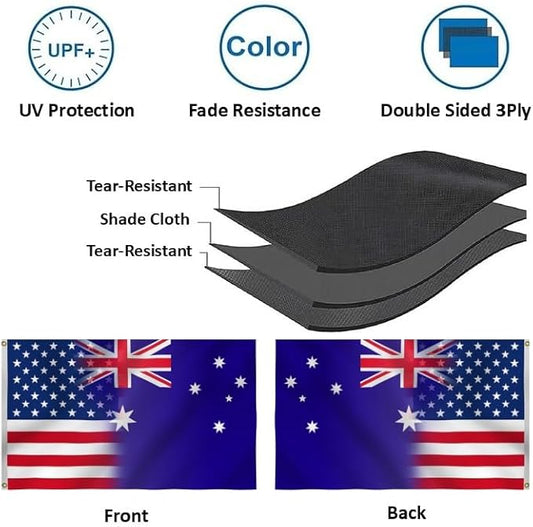 USA Australia Combination Flag 3X5FT, Double Sided 3Ply, American Australian Flags, Men Women Banner,Vibrant Colors, Double Stitched with 2 Brass Grommets, Bar Garden Street Decoration, GYM, Office Decor,Indoor Outdoor Use,Gifts. (US-AUS-Z, 3x5ft3ply)