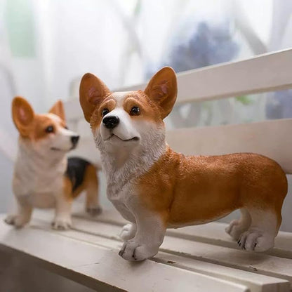 Garden Corgi Statue Dog Figurines Indoor/Outdoor Garden Landscaping Sculpture for Patio, Yard or Lawn Flower Pots Balcony Ornaments