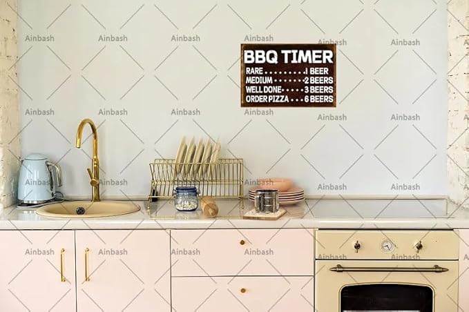 Funny Kitchen BBQ Timer Vintage Signs Metal Retro Barbecue Sign Grilling For Outdoor garden Backyard Bar Kitchen tin Signs Patio poster 8x12inch