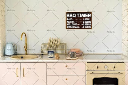 Funny Kitchen BBQ Timer Vintage Signs Metal Retro Barbecue Sign Grilling For Outdoor garden Backyard Bar Kitchen tin Signs Patio poster 8x12inch