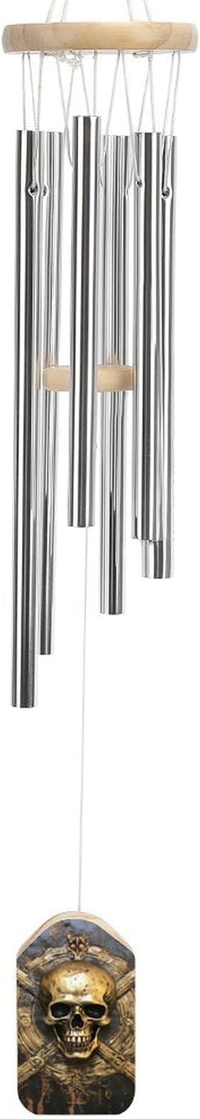 Wind Chimes for Outside,Skull Metal Pirate Printed Cute Aluminium Windchimes Outdoors,Soothing Melodic Memorial Wind Chime for House Porch Patio Garden Balcony Decor