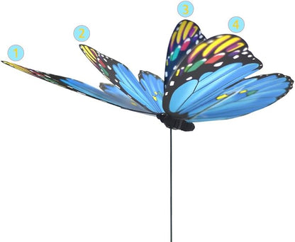 Giant Butterfly Garden Stakes Decorations Outdoor 3D Blue Butterflies Lawn Decorative Yard Decor Patio Accessories Ornaments PVC Gardening Art Christmas Whimsical Gifts (Pack of 24)