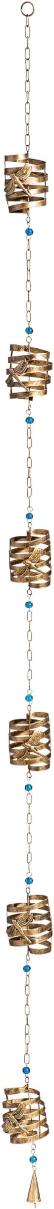Evergreen Garden Dragonfly Glass Beads Metal Rain Chains for Gutters | 8 Ft. Rain Catcher Chain Replacement Downspout | Decorative Rain Chains for Outside Garden Balcony Porch
