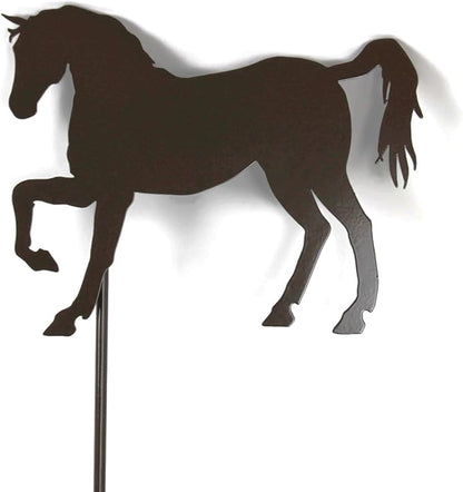 Pets and Farm Animals Metal Garden Landscape Stake (9" Wide Horse on Stake, Gloss Brown)