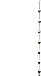 Things2Die4 75 Inch Metal Cup & Bird Rain Chain – Outdoor Gutter Downspout Decorative Hanging Garden Accent, Weather-Resistant Metal