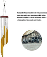 Wind Chimes for Outside with 12 Aluminum Tubes Wind Bells, 23 Inches Melody Windchimes Outdoors for Farmhouse Garden Patio Home Decor (Silver)