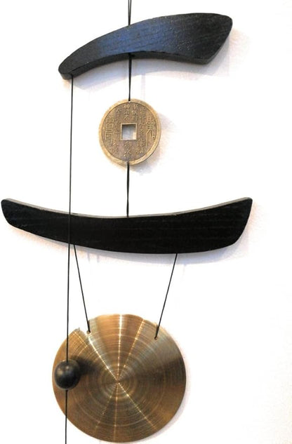 THY COLLECTIBLES Feng Shui Brass Gong Wind Chime for Patio, Garden, Terrace, Balcony Or Any Room - Beautiful Decor Piece