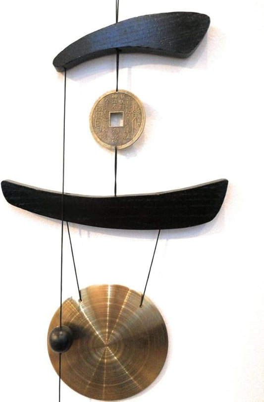 THY COLLECTIBLES Feng Shui Brass Gong Wind Chime for Patio, Garden, Terrace, Balcony Or Any Room - Beautiful Decor Piece
