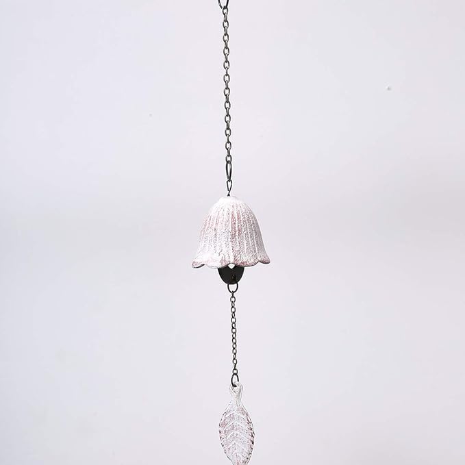 Japanese Traditional Lucky Small Wind Chimes for Outside, Iwachu Cast Iron Bless Temple Wind Bell Memorial and Sympathy Leaf Wind Chimes Outdoor or Indoor for Good Luck Garden, Patio, Balcony