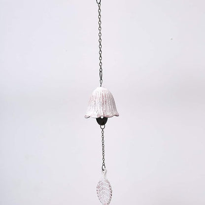 Japanese Traditional Lucky Small Wind Chimes for Outside, Iwachu Cast Iron Bless Temple Wind Bell Memorial and Sympathy Leaf Wind Chimes Outdoor or Indoor for Good Luck Garden, Patio, Balcony