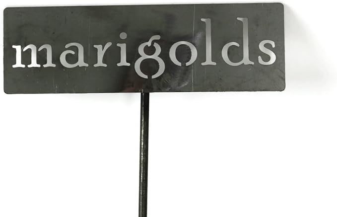 Classic Metal Garden Markers 19 Inches Tall (marigolds, Raw, Unfinished Steel (will rust with time))