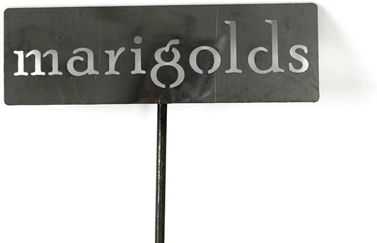Classic Metal Garden Markers 19 Inches Tall (marigolds, Raw, Unfinished Steel (will rust with time))