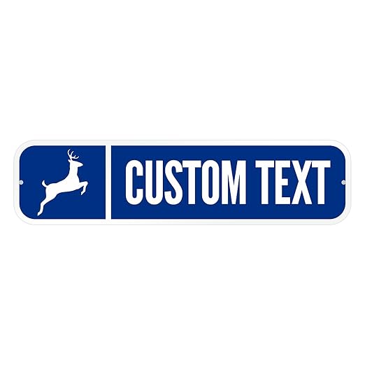 SmartSign Customize Your Own Blue Street Sign with Deer Symbol | 6" x 24" 3M EG Reflective Aluminum