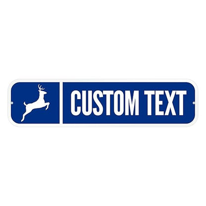 SmartSign Customize Your Own Blue Street Sign with Deer Symbol | 6" x 24" 3M EG Reflective Aluminum