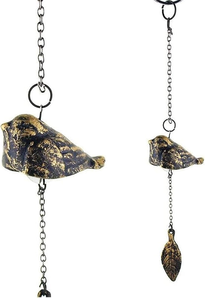 Japanese Traditional Lucky Bird Small Wind Chimes for Outside, Iwachu Cast Iron Bless Temple Wind Bell Memorial and Sympathy Wind Chimes Outdoor or Indoor for Good Luck Garden（Retro Bird）