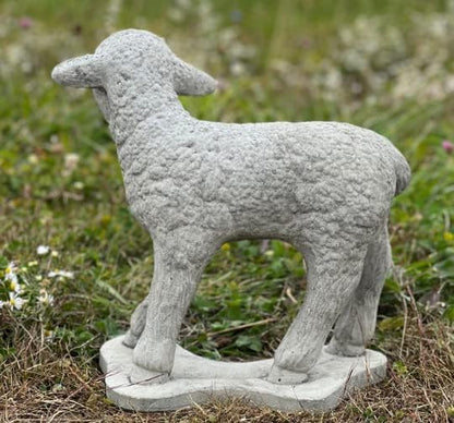Lamb Statue Outdoor or Indoor Sculpture Concrete Lamb Figurine Garden Lamb Decor Realistic Sheep Statue