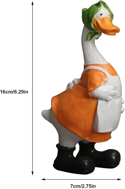 Cute Statues Garden Resin Couple Duck Statue Standing Goose Sculpture Backyard Decor(Orange)