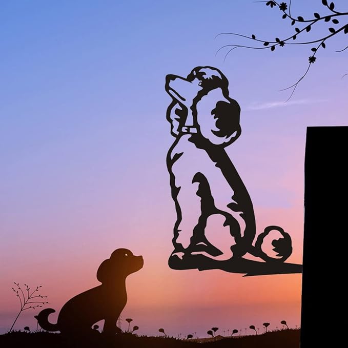 Adorable Dog Stake Decoration Yard Garden Outdoor Poodle Lawn Decor Metal Art Dog Silhouette Decoration Steel Dogs Statue Adorable Ornament Gift (Poodle)