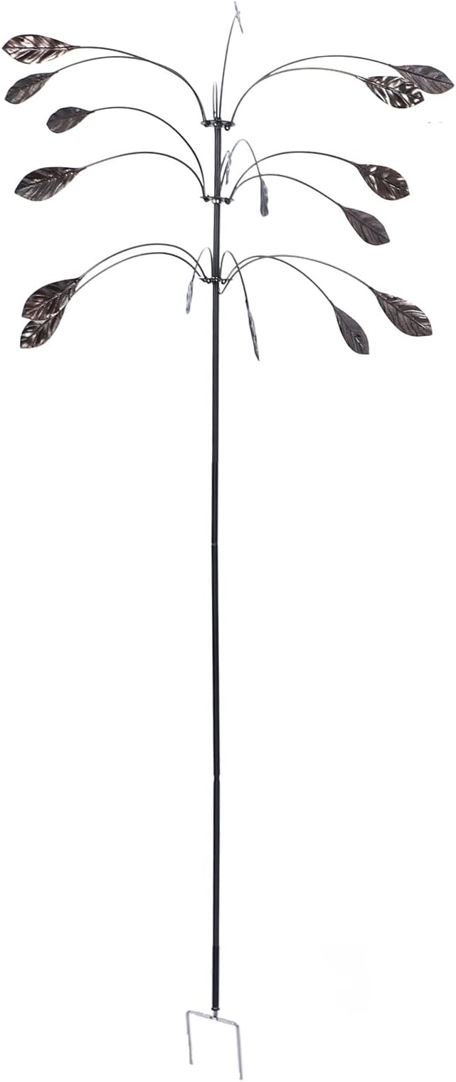 Wind Spinner Kinetic Wind Spinner Falling Foliage Design Wind Sculpture, Rustproof Water Proof Heavy Duty Falling Foliage Kinetic Copper Triple Spinner for Outdoor Garden