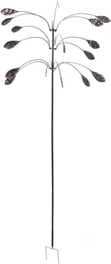 Wind Spinner Kinetic Wind Spinner Falling Foliage Design Wind Sculpture, Rustproof Water Proof Heavy Duty Falling Foliage Kinetic Copper Triple Spinner for Outdoor Garden