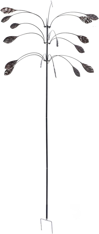 Wind Spinner Kinetic Wind Spinner Falling Foliage Design Wind Sculpture, Rustproof Water Proof Heavy Duty Falling Foliage Kinetic Copper Triple Spinner for Outdoor Garden