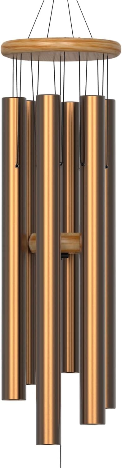 Nalulu Large Wind Chimes – 35” Gold Modern Wind Chimes for Deep, Soothing Tones – Outdoor Garden Décor, Hand-Tuned Metal Chimes for Relaxation – Weatherproof Gift for Patio, Yard & Zen Spaces
