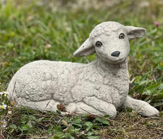 Generic Lamb Concrete Sheep Statue Garden Statuary Stone Lamb Sculpture Sheep Ornament Home and Garden Decoration