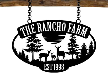 Personalized Metal Farm Sign, Customized Family Name Ranch Sign, Large Last Name Sign for Farmhouse Decoration, Outdoor Farm Wall Art, Welcome Sign, Entrance Gate Sign, Farm Lovers Gift, Garden Decor