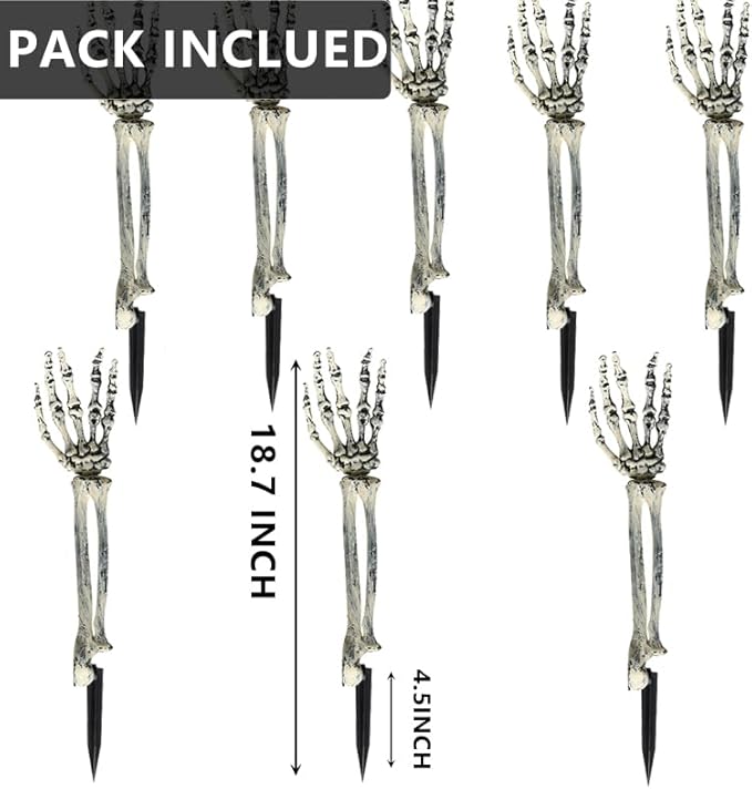 AISENO 8PC Realistic Skeleton Arm Stakes Halloween Decorations for Lawn Stakes Garden Groundbreaker Halloween Skeleton Decoration