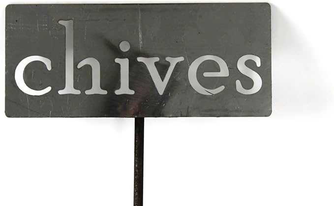 Classic Metal Garden Markers 19 Inches Tall (chives, Raw, Unfinished Steel (will rust with time))