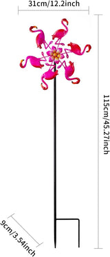 44" Flamingo Garden Wind Spinners - Metal Outdoor Stakes Kinetic Wind Spinner Windmills Decor, Wind Sculpture Yard Art Decorations for Patio, Lawn & Garden