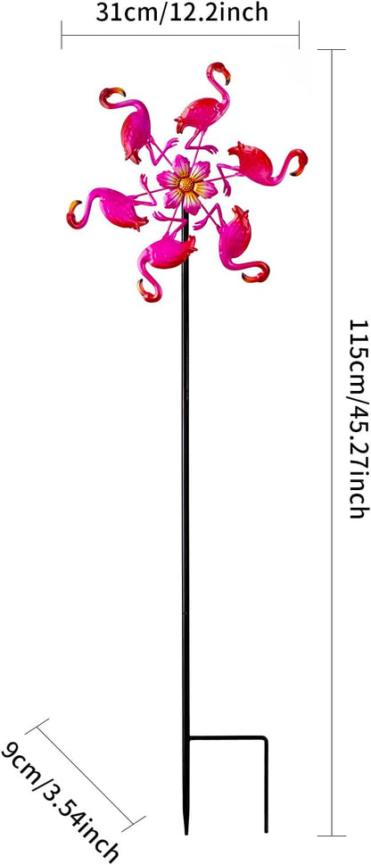44" Flamingo Garden Wind Spinners - Metal Outdoor Stakes Kinetic Wind Spinner Windmills Decor, Wind Sculpture Yard Art Decorations for Patio, Lawn & Garden