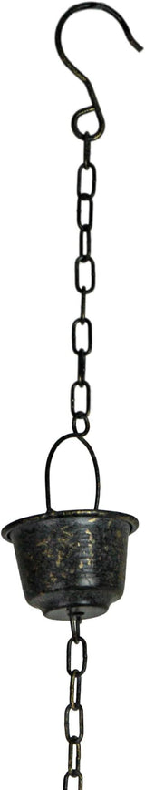 Things2Die4 75 Inch Metal Cup & Bird Rain Chain – Outdoor Gutter Downspout Decorative Hanging Garden Accent, Weather-Resistant Metal