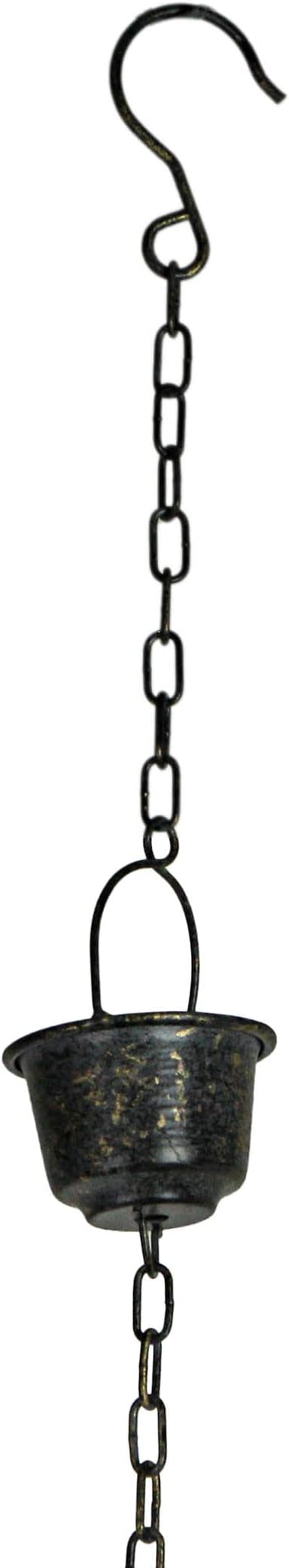Things2Die4 75 Inch Metal Cup & Bird Rain Chain – Outdoor Gutter Downspout Decorative Hanging Garden Accent, Weather-Resistant Metal