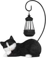 Solar Garden Statue with LED Lights - Cute Sleep Cat Sculpture, Waterproof Resin Ornament for Lawn, Patio, Yard, Balcony & Home Decor, Solar Powered Light for Outdoor and Indoor Spaces
