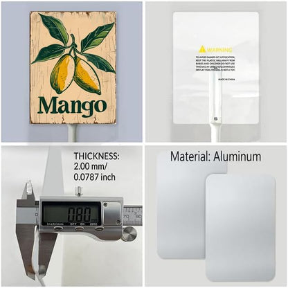 Uptell Vintage Aluminum Mango Fruit Signs Yard Sign with Stake for Garden Fruit Garden Label Stakes Plant Markers for Outdoor Plants Waterproof 7x8.8 inch