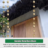 Decorative Rain Chains Waterfall, Hanging Rain Chain Aluminum, Decorative Water Catcher Copper-Plated Cup, Heavy Rain Water Chain for Outside Downspout Gutter, Garden Gift (B 1m/3.3 ft)