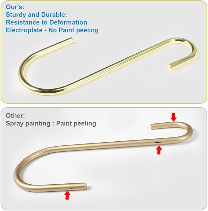 Vindar 3 Pack 6 Inches Bird Feeder Hook Heavy Duty Gold S Hooks Hangers for Kitchen, Office, Wind Chimes, Lanterns, Gardening Tools, Hummingbirds Feeders, Bird House, Lanterns