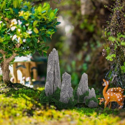 GANAZONO Mini Rockery Decoration Miniature Zen Garden Mountain Decor 8Pcs Bonsai Ornament Accessories Mini Bonsai Figurines Ornament Plant Pot Terrarium Decor