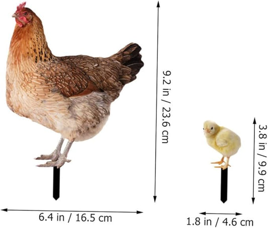 Mikikit 5pcs Acrylic Chicken Stakes Rustic Lawn Decoration for Outdoor Patio Garden Weather Resistant Garden Statues for Backyard and Farm Decor