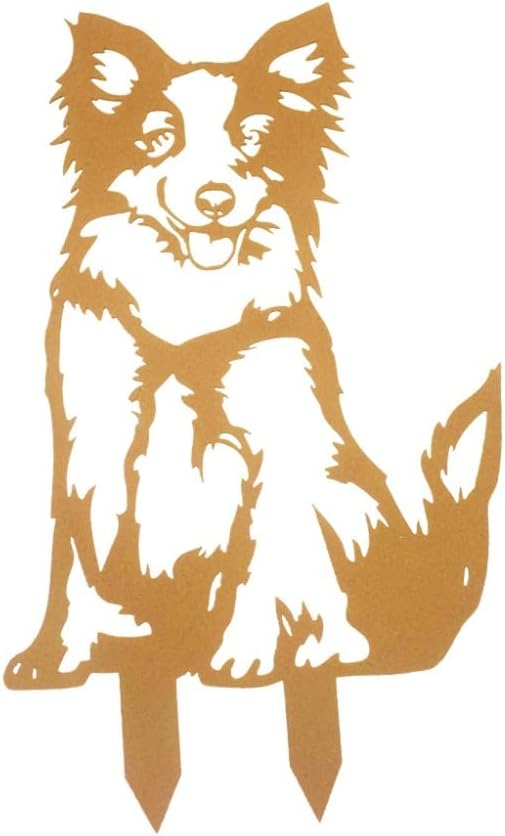Metal Wolf Garden Stakes Art Decor Rust-Proof Outdoor Decorative Garden Stakes Black Dog Silhouette Lawn Outdoor Statue (Rust)