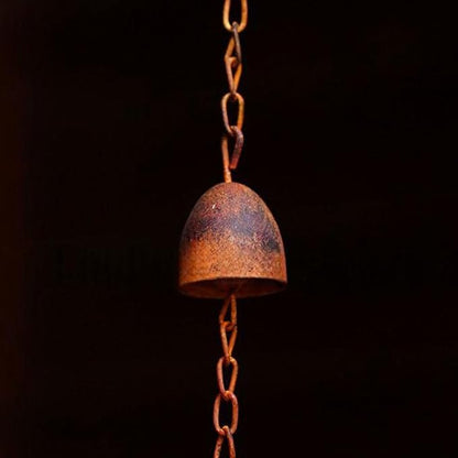Owl Rain Chain Vintage, Bronze Metal Adjustable Rain Catcher Chain with Bells for Garden Decoration Eave Device Iron 230x11cm