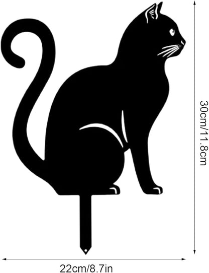 awakentti Yard Ornaments, Garden Outdoor Statues Animal Stakes, Metal Black Cat Stake Garden Garden Statue, Garden Stakes Decorative for Yard Decor and Lawn Ornaments (A)
